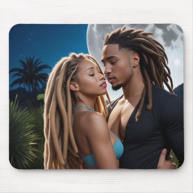 Romantic Moonlight Couple Art Mousepad Musmatta (Framsidan)