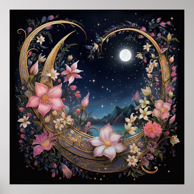 Romantic Moonlight Garden Poster (Framsidan)