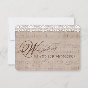 Romantic Music Lakan Snöre var min MAID OF HONOR Inbjudningar