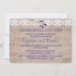 Romantic Music Lavender Rehearsal Dinner Inbjudan