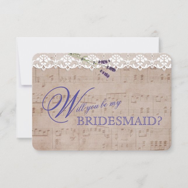 Romantic Music Lavender var min BRIDESMAID Inbjuda Inbjudningar (Framsida)