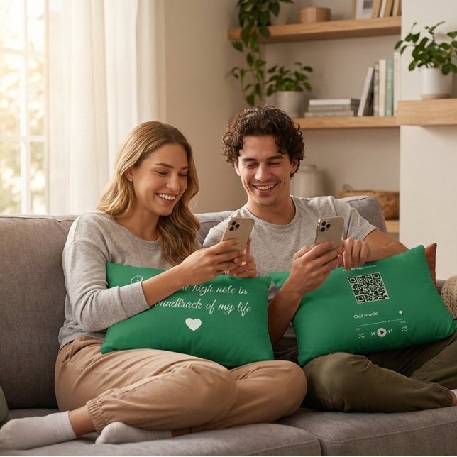 Romantic Music QR Code Throw Accent Pillow Prydnadskudde (Skapare uppladdad)