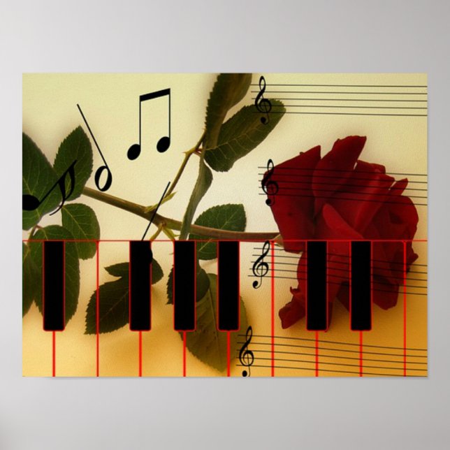 Romantic Musical Piano Nycklar Poster (Framsidan)