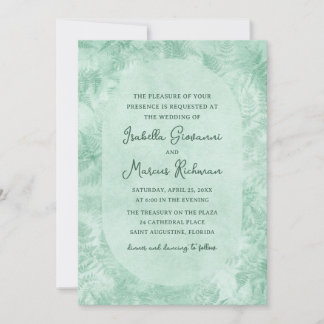Romantic Mystical Green Fern Wedding Invitation Inbjudningar