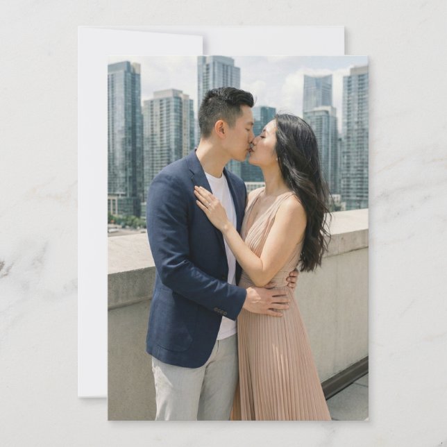 Romantic Navy Beige Photo Inbjudningar (Framsida)
