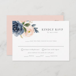 Romantic Navy Blommigt Meal Choice OSA Postcard Inbjudningar