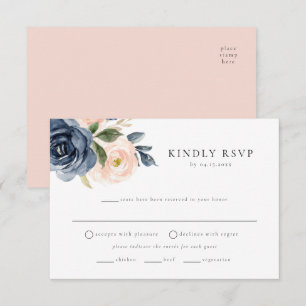 Romantic Navy Blommigt Meal Choice OSA Postcard Inbjudningar