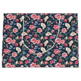 Romantic Navy Blue Floral Garden Pattern