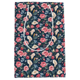 Romantic Navy Blue Floral Garden Pattern