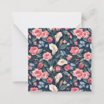 Romantic Navy Blue Floral Garden Pattern