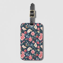 Romantic Navy Blue Floral Garden Pattern Bagagebricka