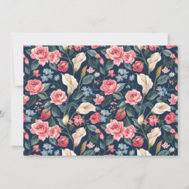 Romantic Navy Blue Floral Garden Pattern Inbjudningar