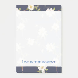 Romantic Navy Blue White Blommigt Post-it Block