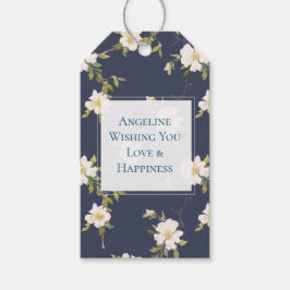 Romantic Navy Blue White Floral Bridal Shower Presentetikett