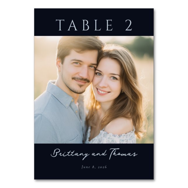 Romantic Navy Classic Photo Bordsnummer (Framsidan)