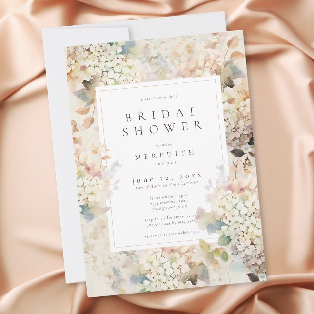 Romantic Neutral Vintage Hydrangeas Bridal Shower Inbjudningar (Romantic Neutral Vintage Hydrangeas Bridal Shower Invitation)