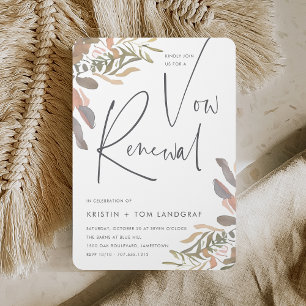 Romantic Neutralt Boho Blommigt Vow Renewal Inbjudningar