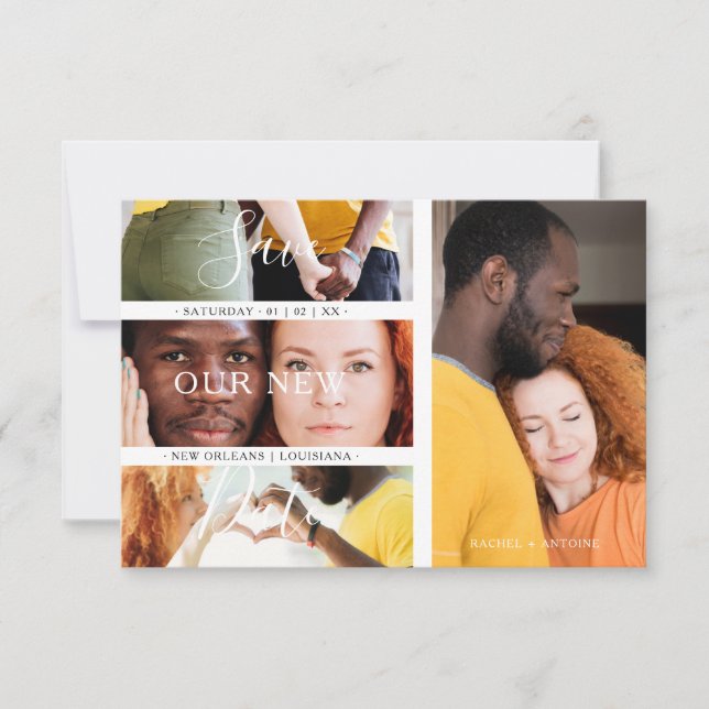 Romantic New Date Wedding Engaged 4 Photos Collage Spara Datumet (Framsida)