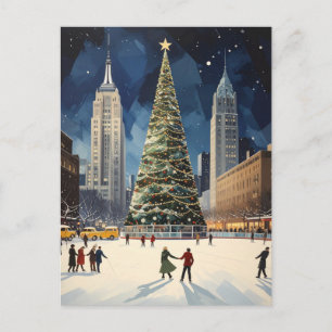 Romantic New York Winter Ice Skating Travel Vykort