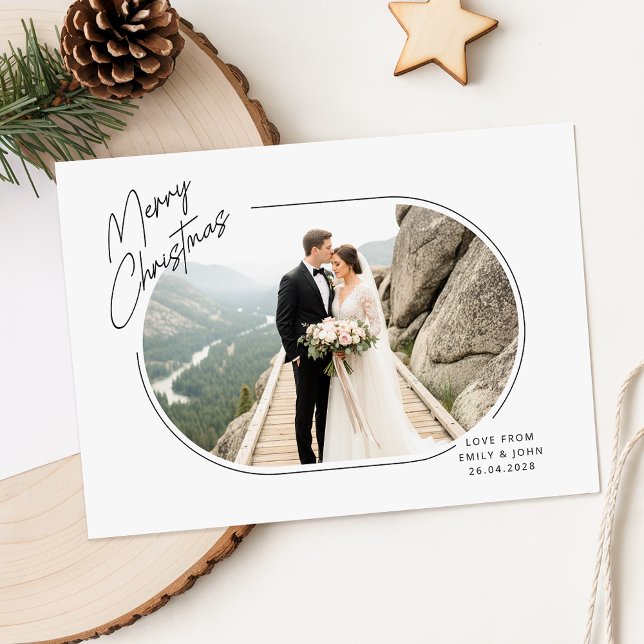 Romantic Newlywed Couple Photo Merry Christmas Julkort (Skapare uppladdad)