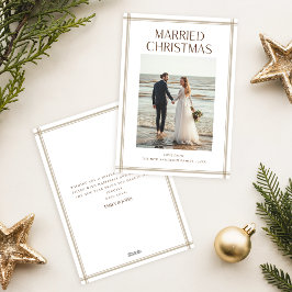 Romantic Newlywed Married Christmas Beach Photo Julkort