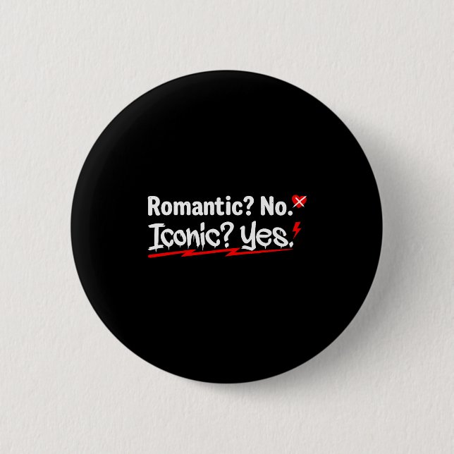 Romantic No Iconic Yes Funny Anti Valentine's Day  Knapp (Framsida)