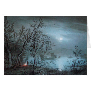ROMANTIC NOCTURNE LANDSCAPE IN BLUE HÄLSNINGSKORT