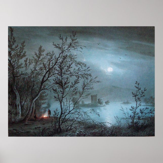 ROMANTIC NOCTURNE LANDSCAPE IN BLUE POSTER (Framsidan)