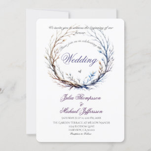 Romantic och Poetic Pastel Lilac Rustic Theme Inbjudningar
