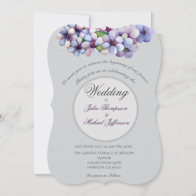 Romantic och Poetic Pastel Lilac Watercolor Inbjudningar (Framsida)