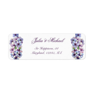 Romantic och Poetic Pastel Lilac Watercolor Returadress Etikett