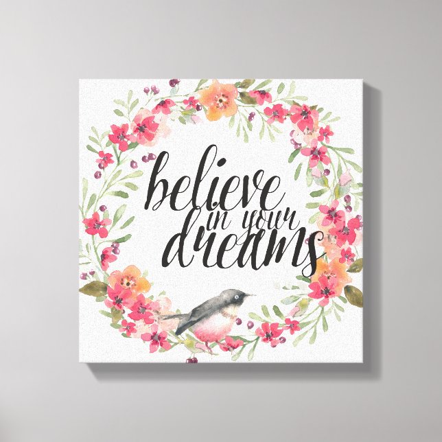 Romantic Oleander Bird Rosa Blommigt Dreams Canvastryck (Framsida)