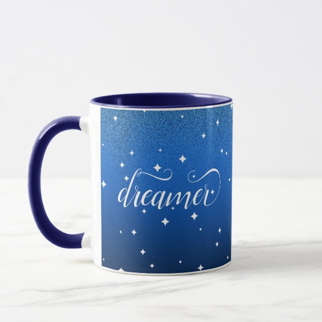 Romantic Ombre Midnight Blue Starry Dreamer Mugg (Vänster)