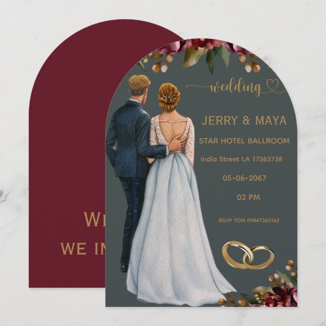 Romantic On Budget Elegant Wedding Invitation Inbjudningar (Fram/baksida)