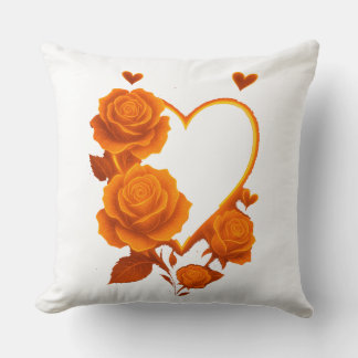 Romantic Orange Roses Heart Throw" Kudde