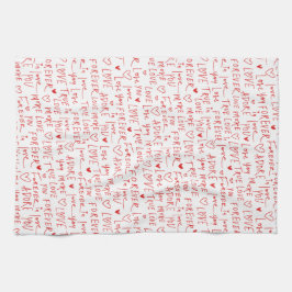 Romantic Ord Valentines day Kökshandduk