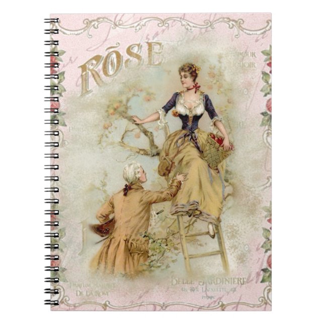 Romantic Paris Älskare rosa shabbychic Anteckningsbok (Framsidan)