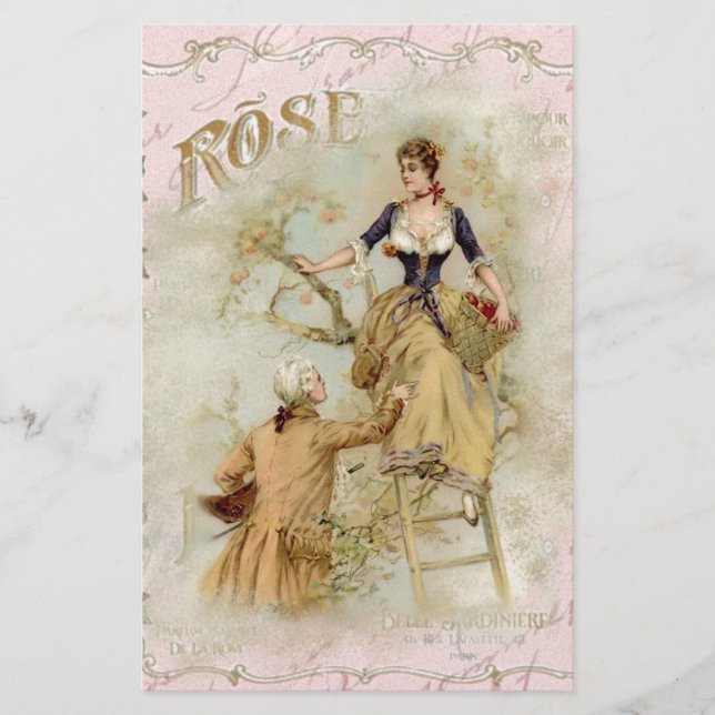 Romantic Paris Älskare rosa shabbychic Brevpapper (Framsida)