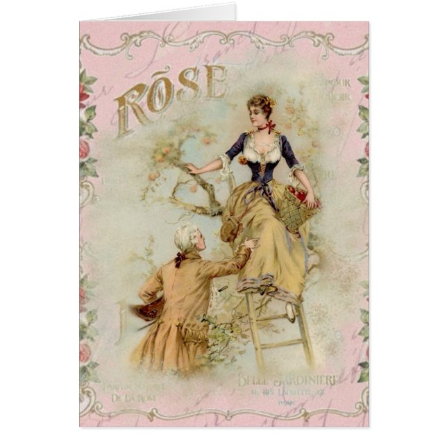Romantic Paris Älskare rosa shabbychic Hälsningskort (Framsidan)