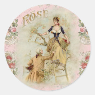 Romantic Paris Älskare rosa shabbychic Runt Klistermärke