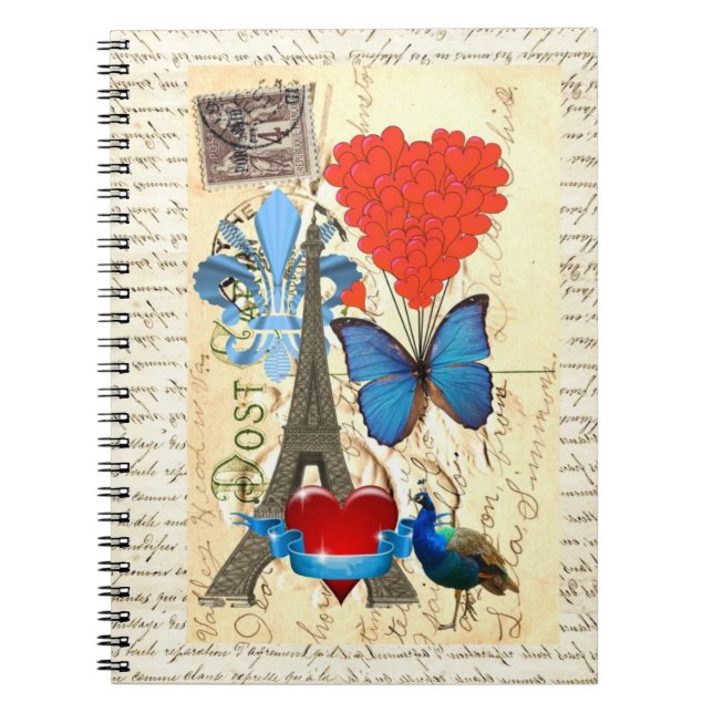 Romantic Paris collage Anteckningsbok (Framsidan)