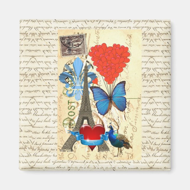 Romantic Paris collage Magnet (Framsidan)