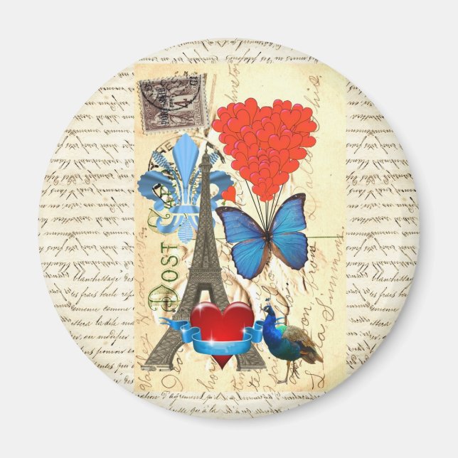Romantic Paris collage Magnet (Framsidan)
