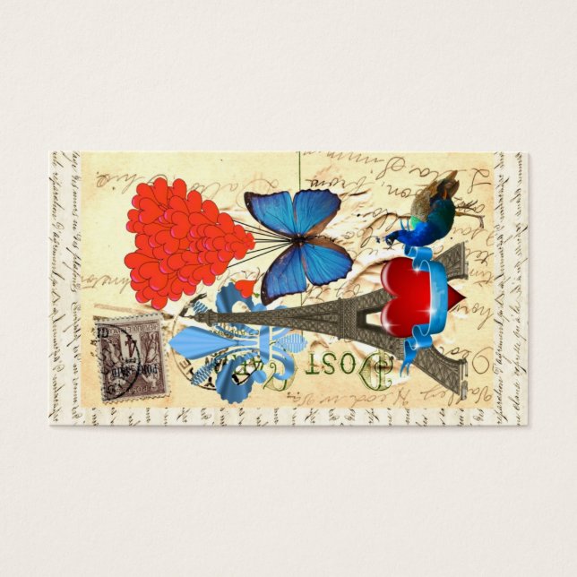 Romantic Paris collage Visitkort (Framsidan)