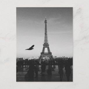 Romantic Paris Eiffel Torn Black and white Vykort