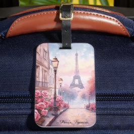 Romantic Paris France – Eiffel Tower Floral Bagagebricka