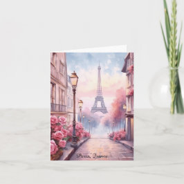 Romantic Paris France – Eiffel Tower Floral Kort