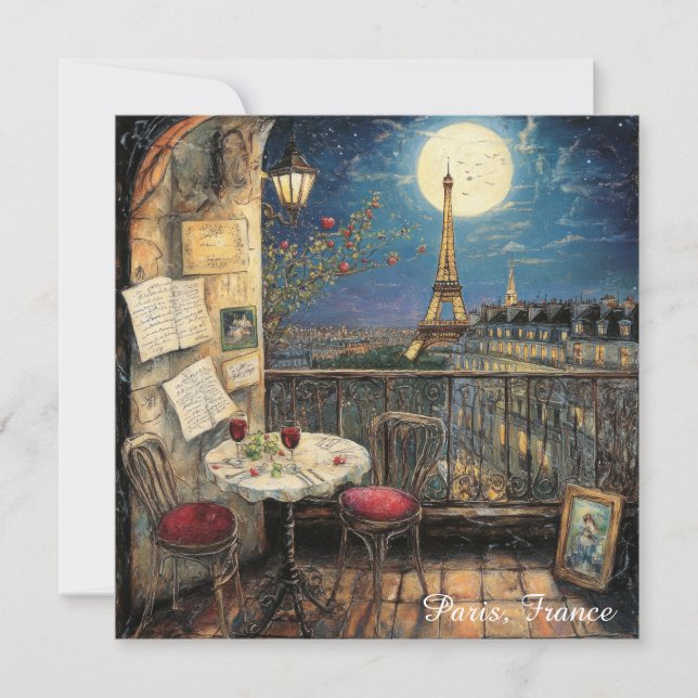Romantic Paris France Eiffel Tower Illustration (Framsida)