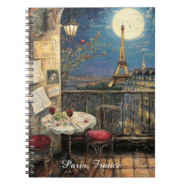 Romantic Paris France Eiffel Tower Illustration Anteckningsbok