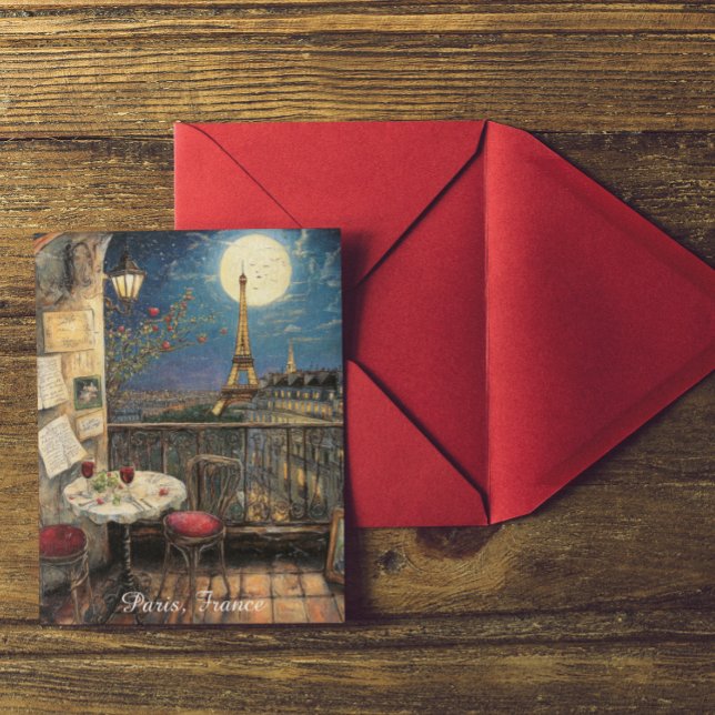 Romantic Paris France Eiffel Tower Illustration Vykort (Romantic Vintage Paris France Eiffel Tower Postcard)